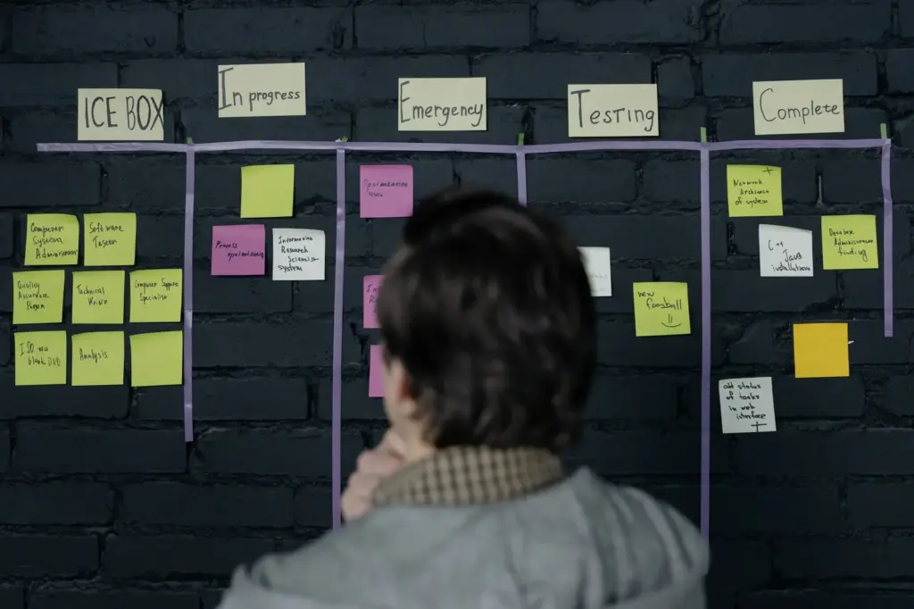 Scrum-Taskboard mit Haftnotizen für die Sprintplanung